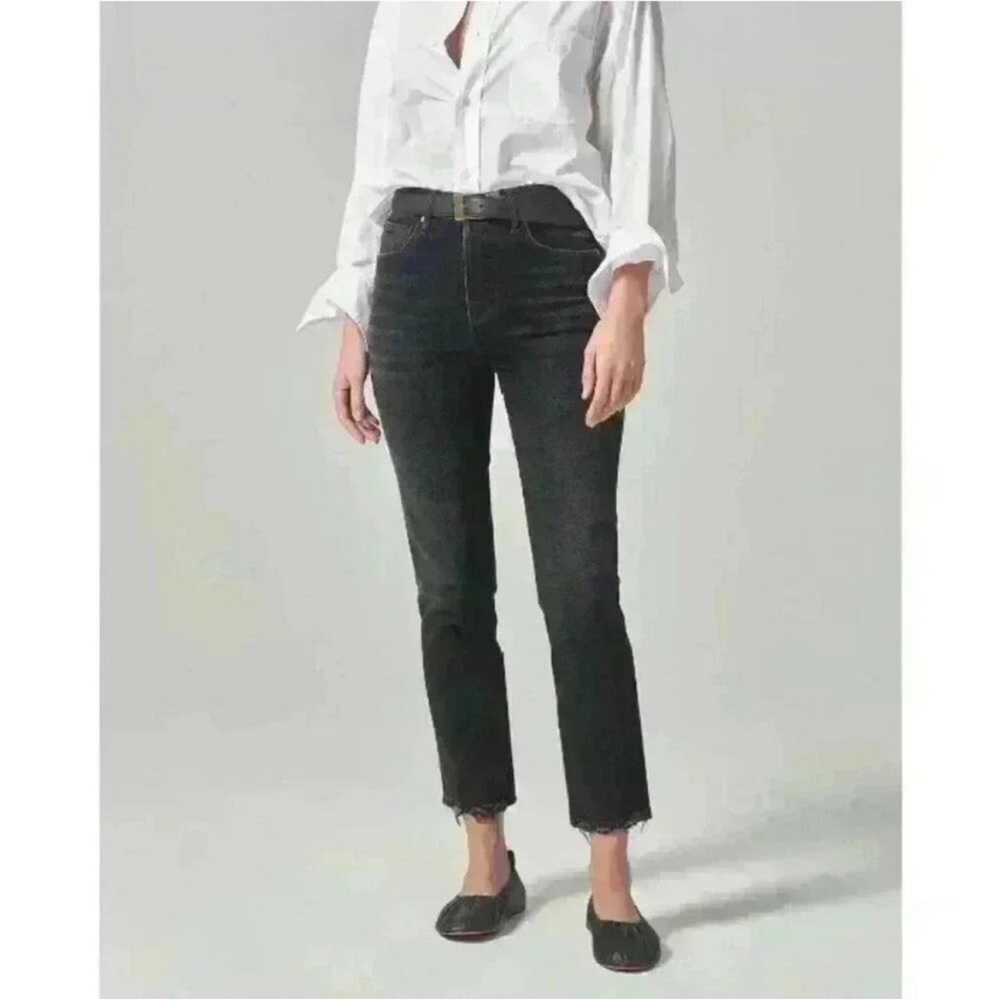 Citizens of Humanity Jolene High Rise Jeans in Stormy Black Size 26